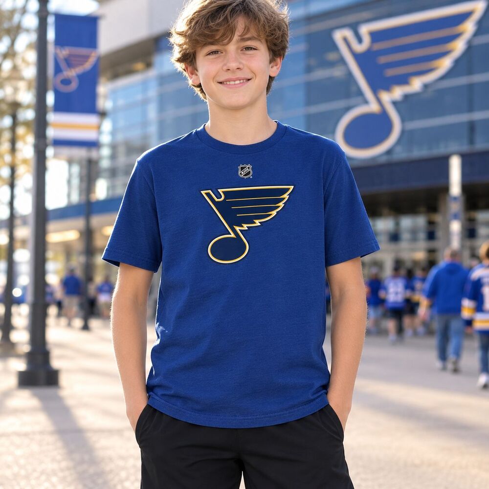St Louis Blues Youth XL 18/20 T Shirt NHL Hockey Logo Blue Outerstuff Cotton